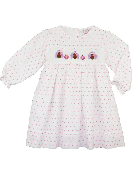 Pink Swiss Dot Smocked Turkey Dress