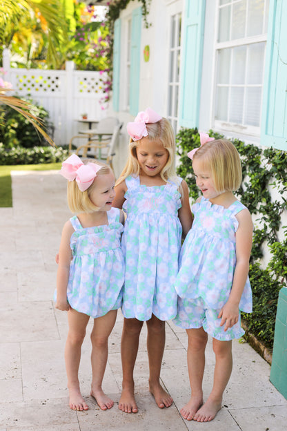 Blue And White Daisy Bow Dress