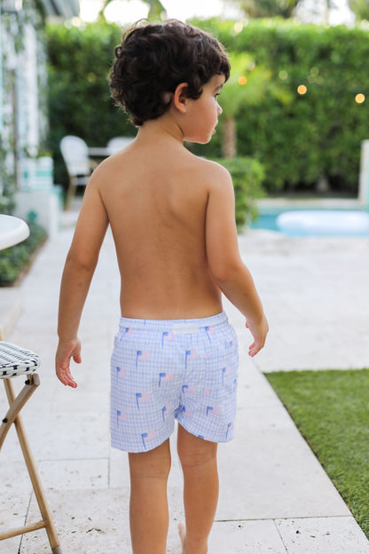 Flag Print Swim Trunks