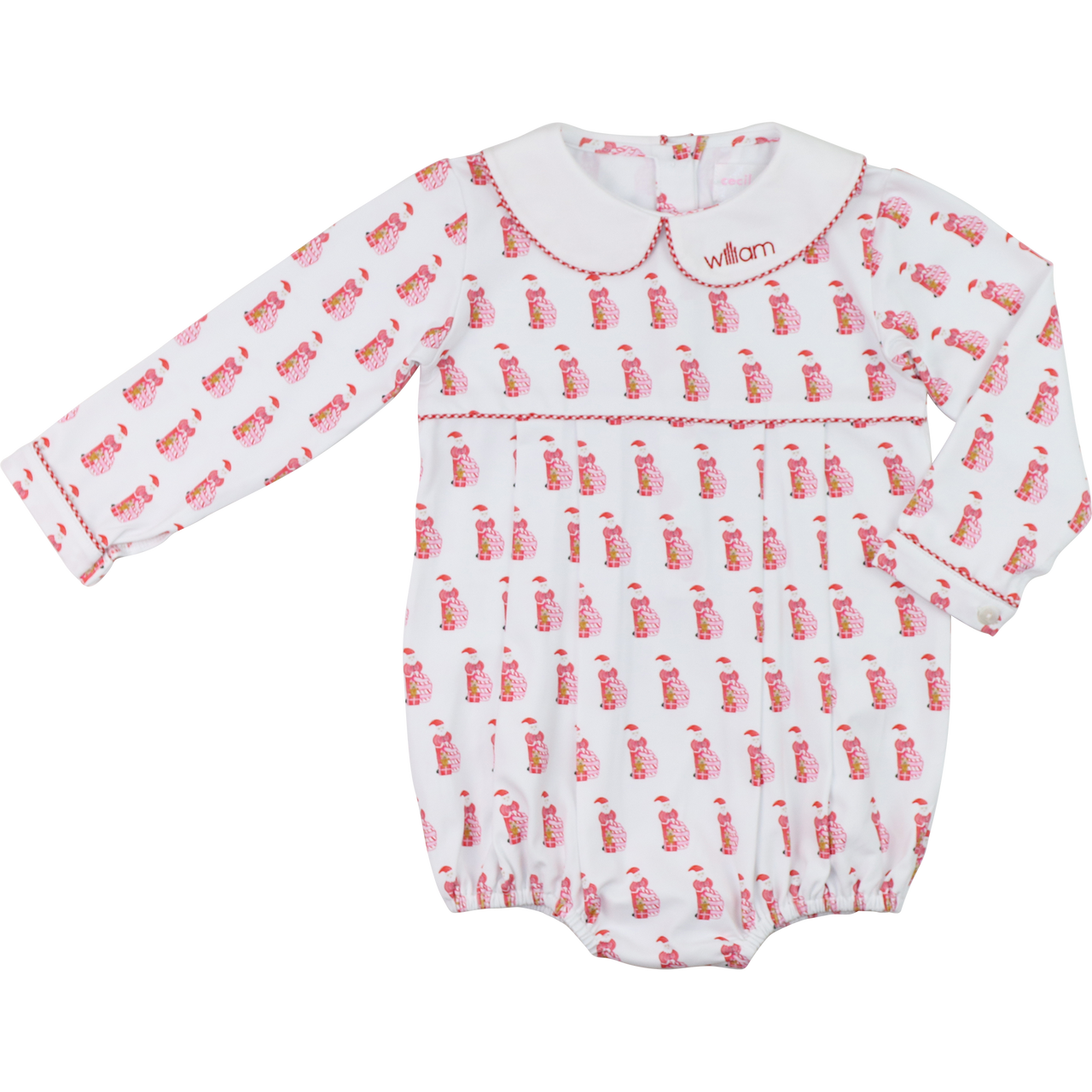 Red Santa Print Knit Bubble