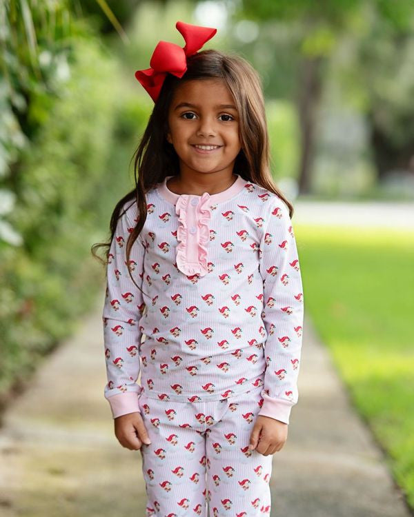 Pink Vintage Santa Print Pajamas