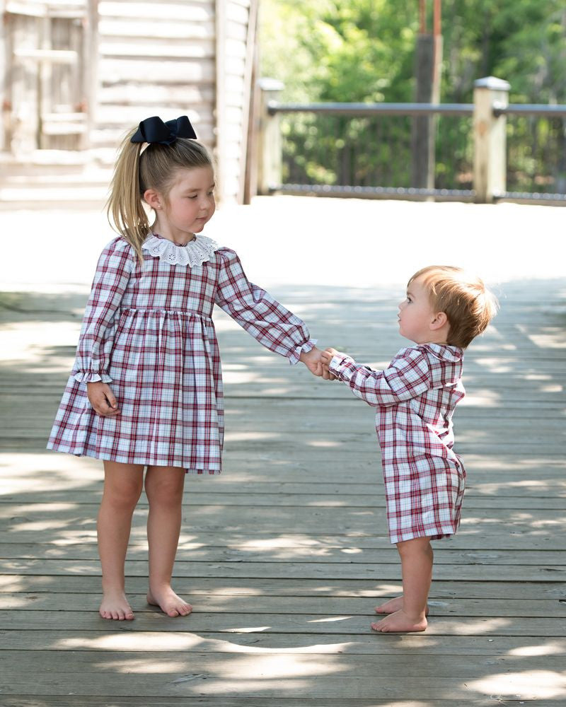 Red And Blue Plaid Short Romper