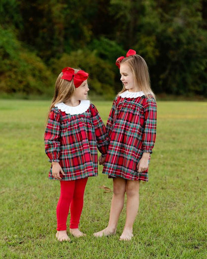 Christmas Plaid Pleated Collar Dress