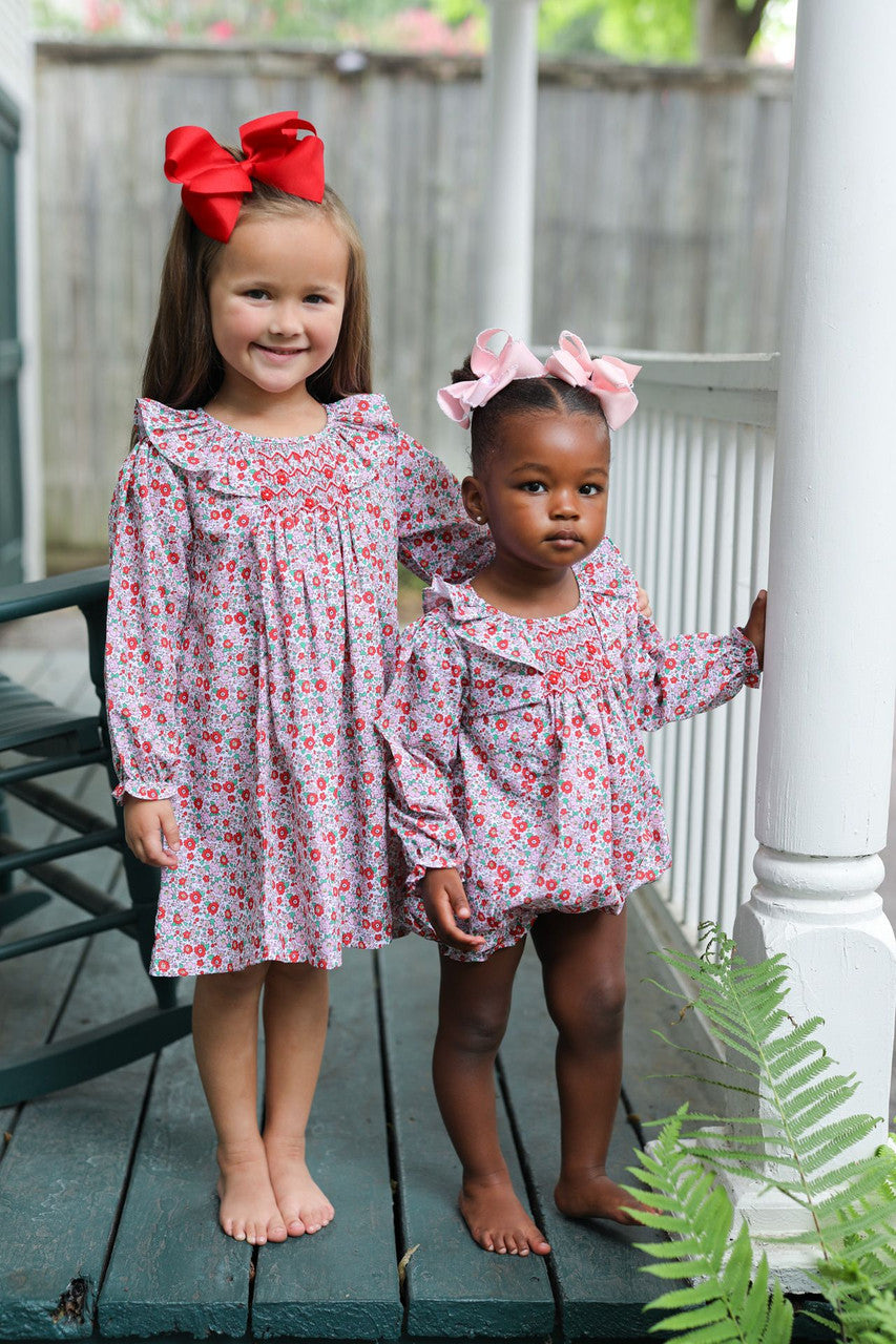 Holiday Floral Smocked Dress