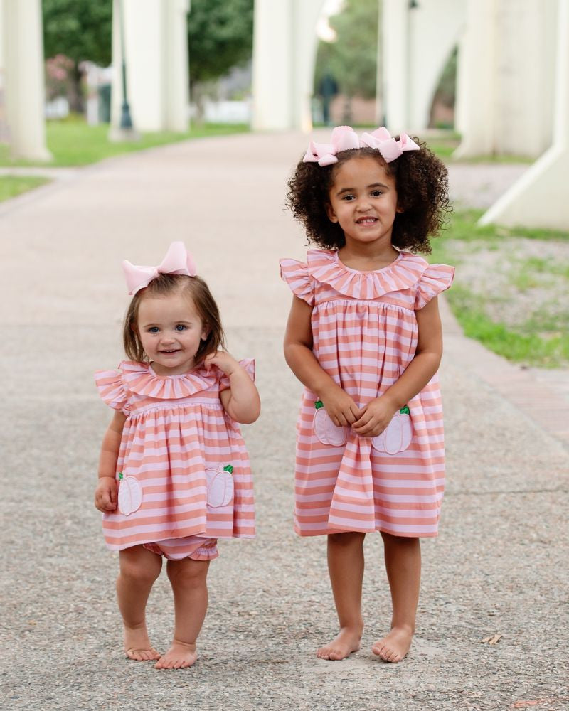 Pink And Orange Stripe Pumpkin Diaper Set