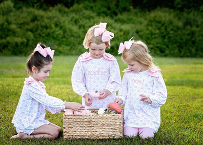 Pink Knit Scalloped Pumpkin Bow Dress