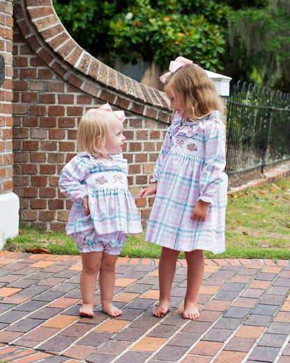 Pink And Green Plaid Smocked Turkey Diaper Set