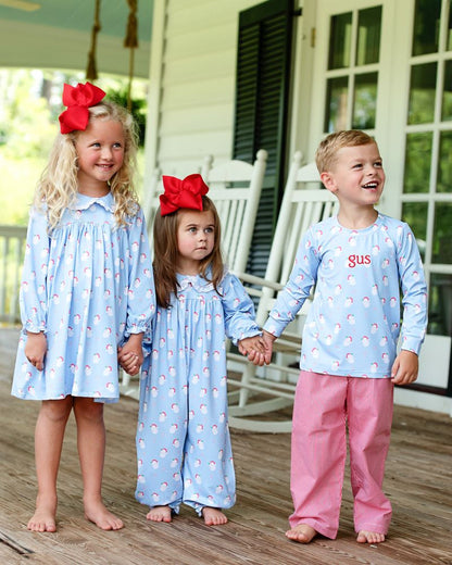 Red And Blue Knit Santa And Candy Cane Pant Set