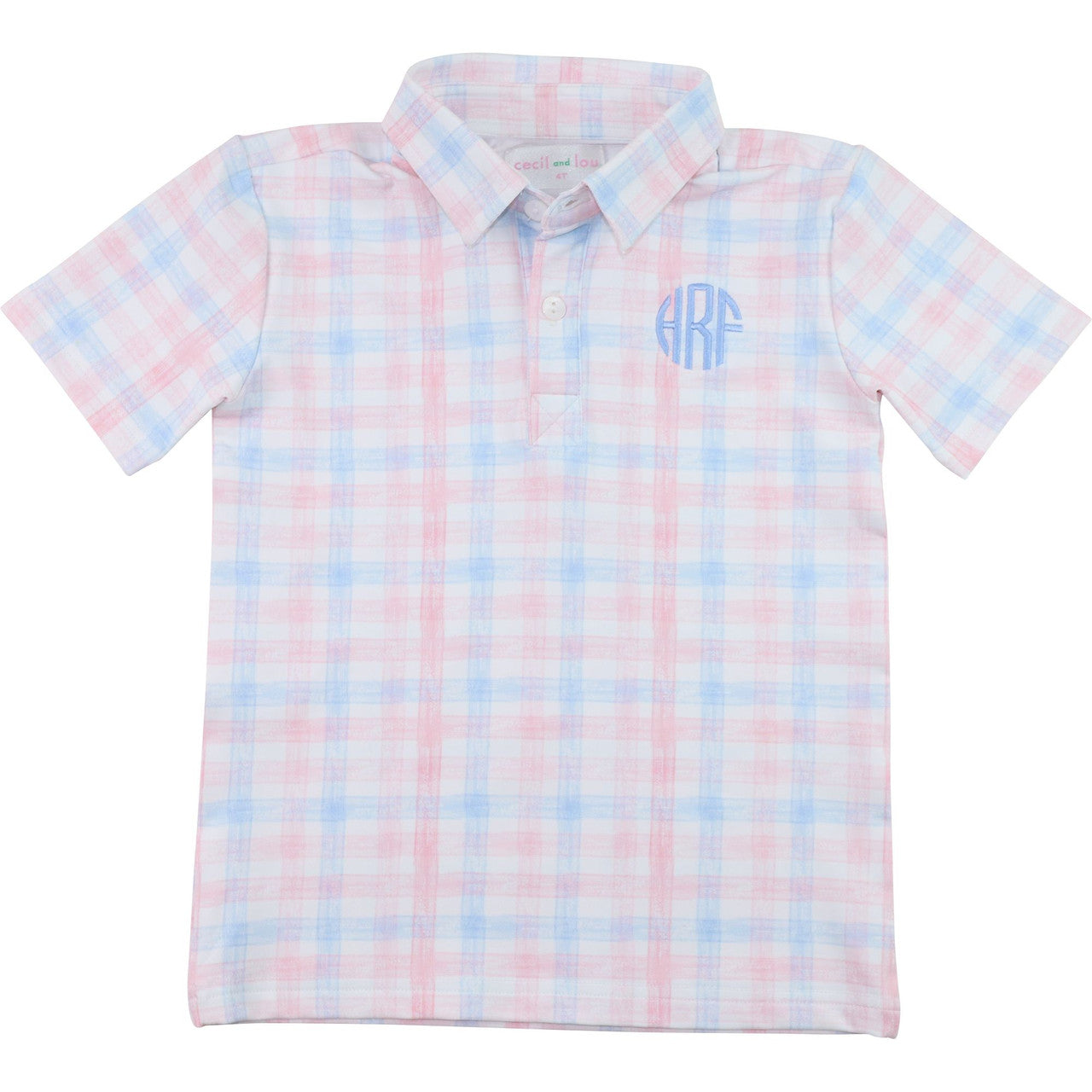 Pink And Blue Knit Plaid Polo