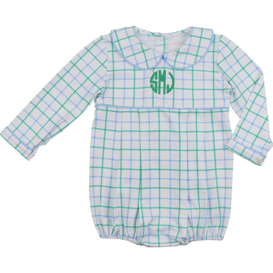 Green And Blue Windowpane Knit Bubble