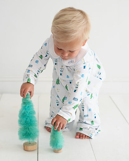 Blue And Green Knit Nutcracker Long Romper