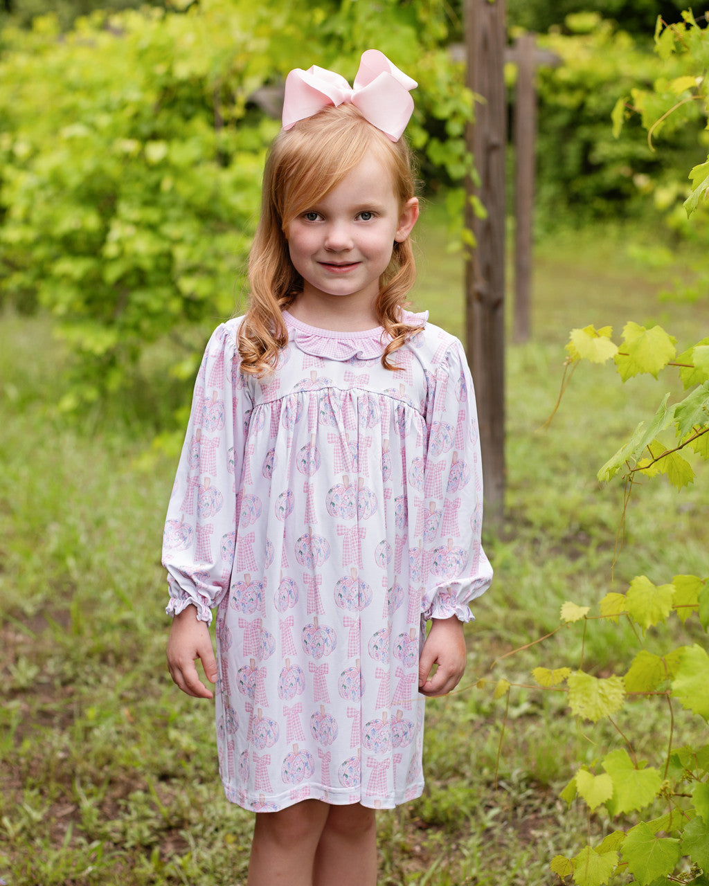 Pink Gingham And Floral Pumpkin Dress