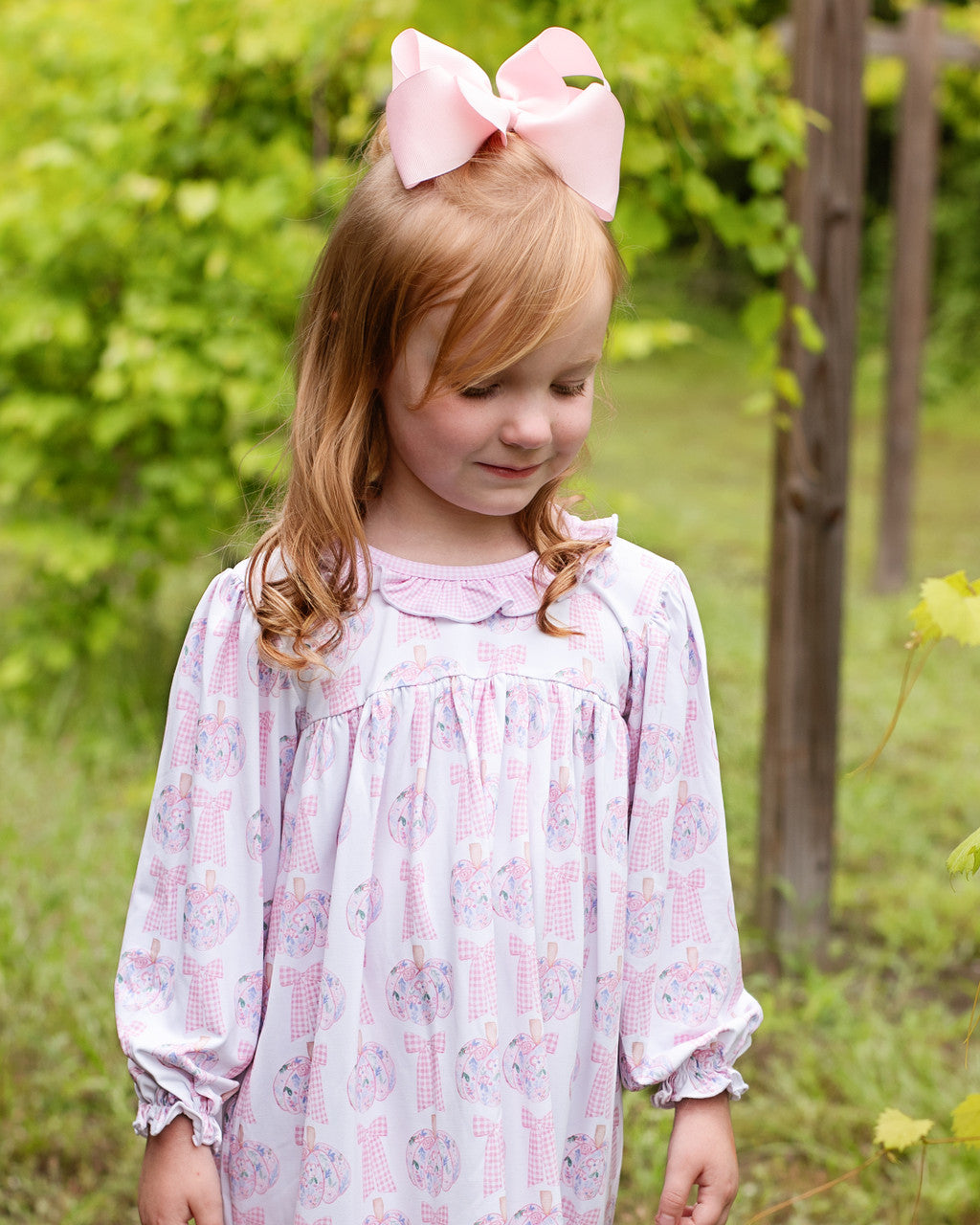 Pink Gingham And Floral Pumpkin Dress