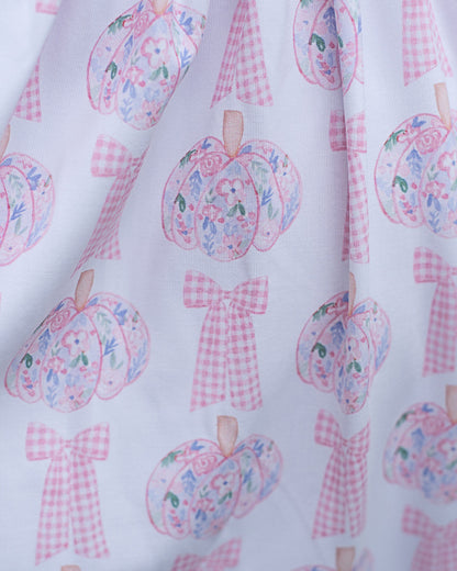 Pink Gingham And Floral Pumpkin Dress