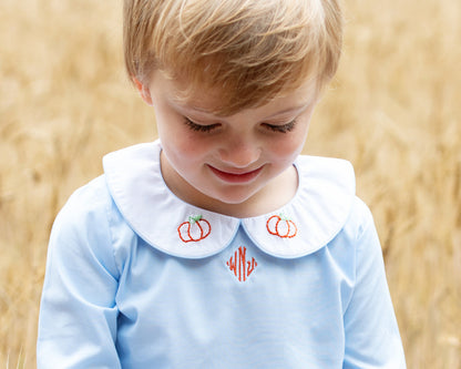 Blue Shadow Embroidered Pumpkin Pant Set