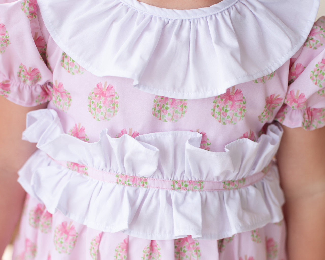 Pink Floral Pumpkin Ruffle Dress