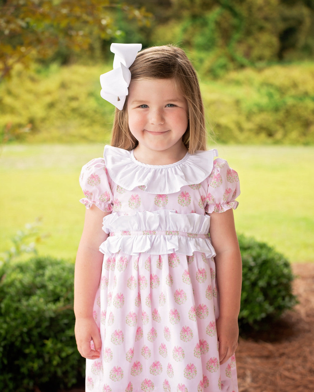 Pink Floral Pumpkin Ruffle Dress