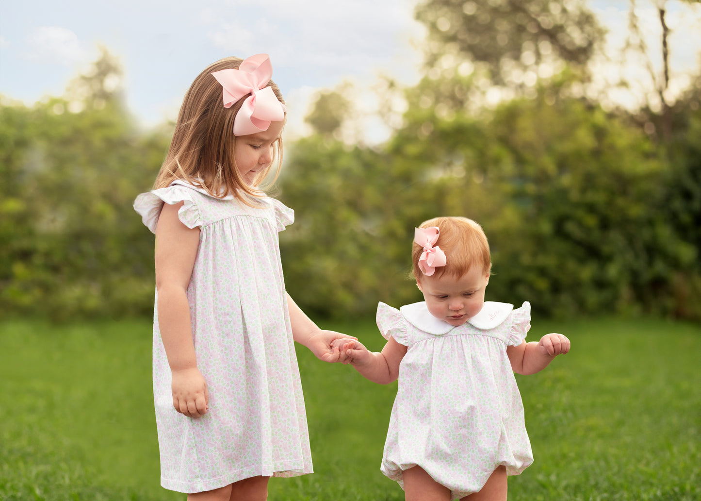 Pink And Green Bunny Print Knit Dress