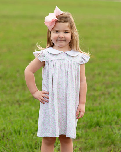 Pink And Green Bunny Print Knit Dress