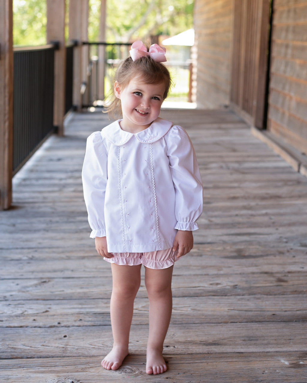 Pink And White Embroidered Bloomer Set