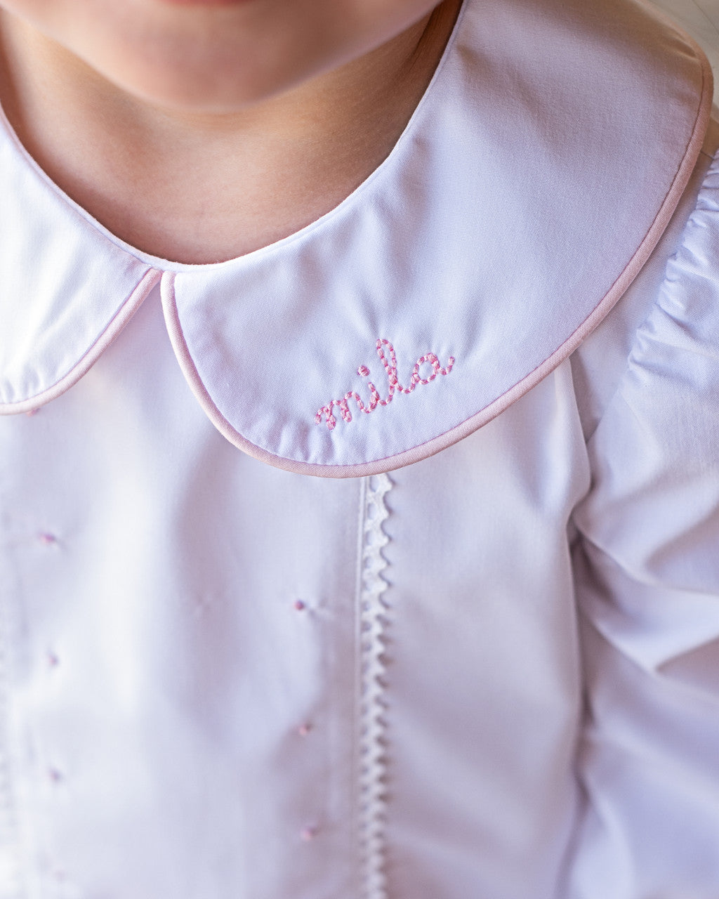 Pink And White Embroidered Bloomer Set