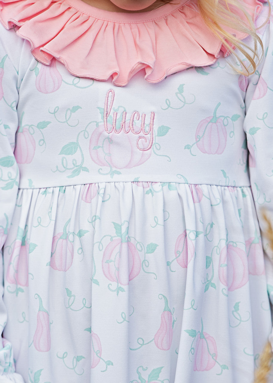 Pink And Mint Pumpkin Print Dress