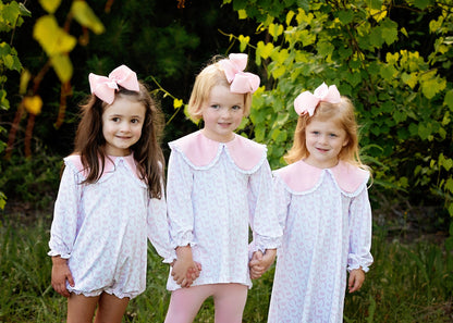 Pink Pumpkin And Bow Knit Eyelet Bubble