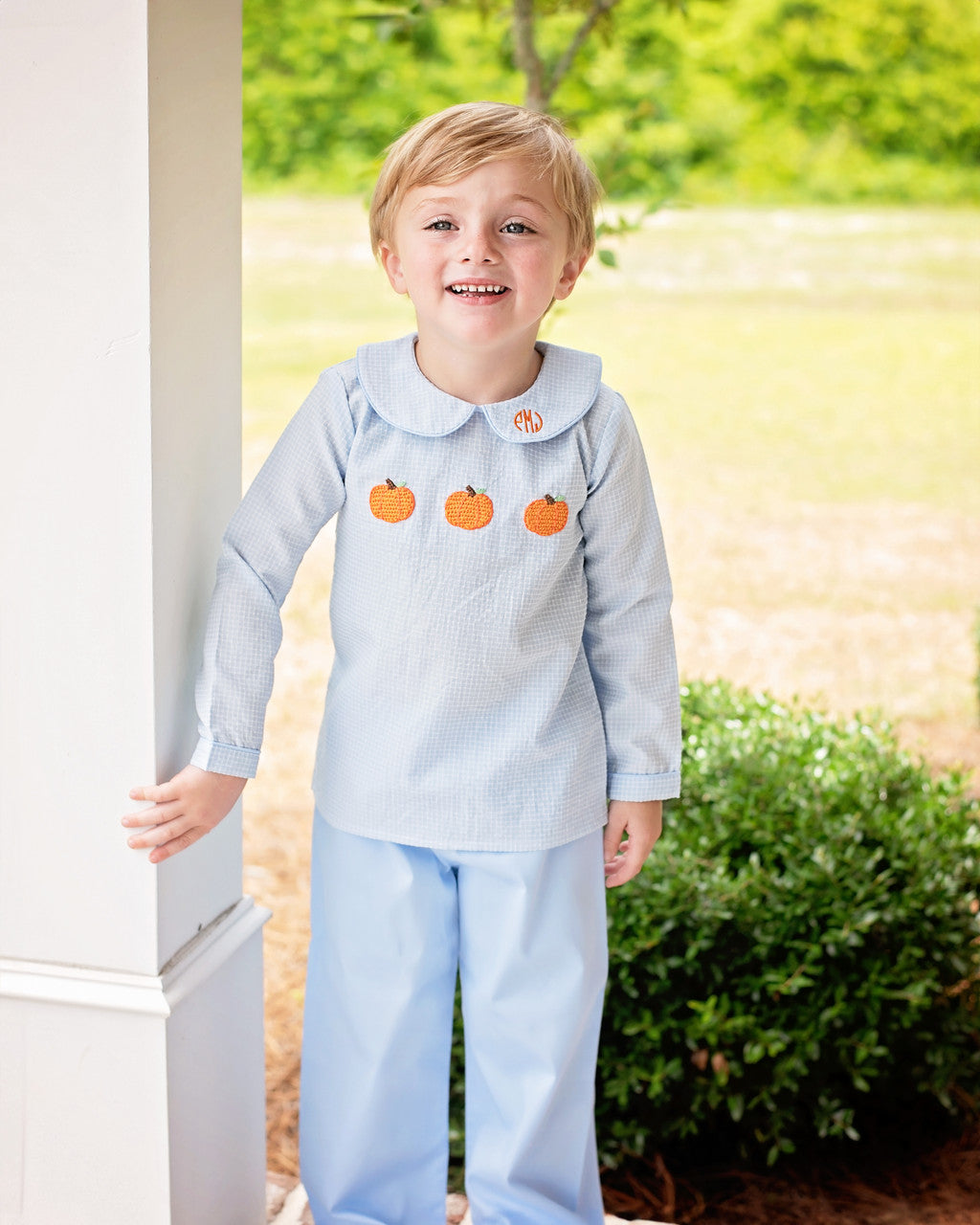 Blue Crochet Pumpkin Pant Set