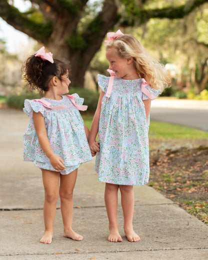 Floral Smocked Bow Diaper Set