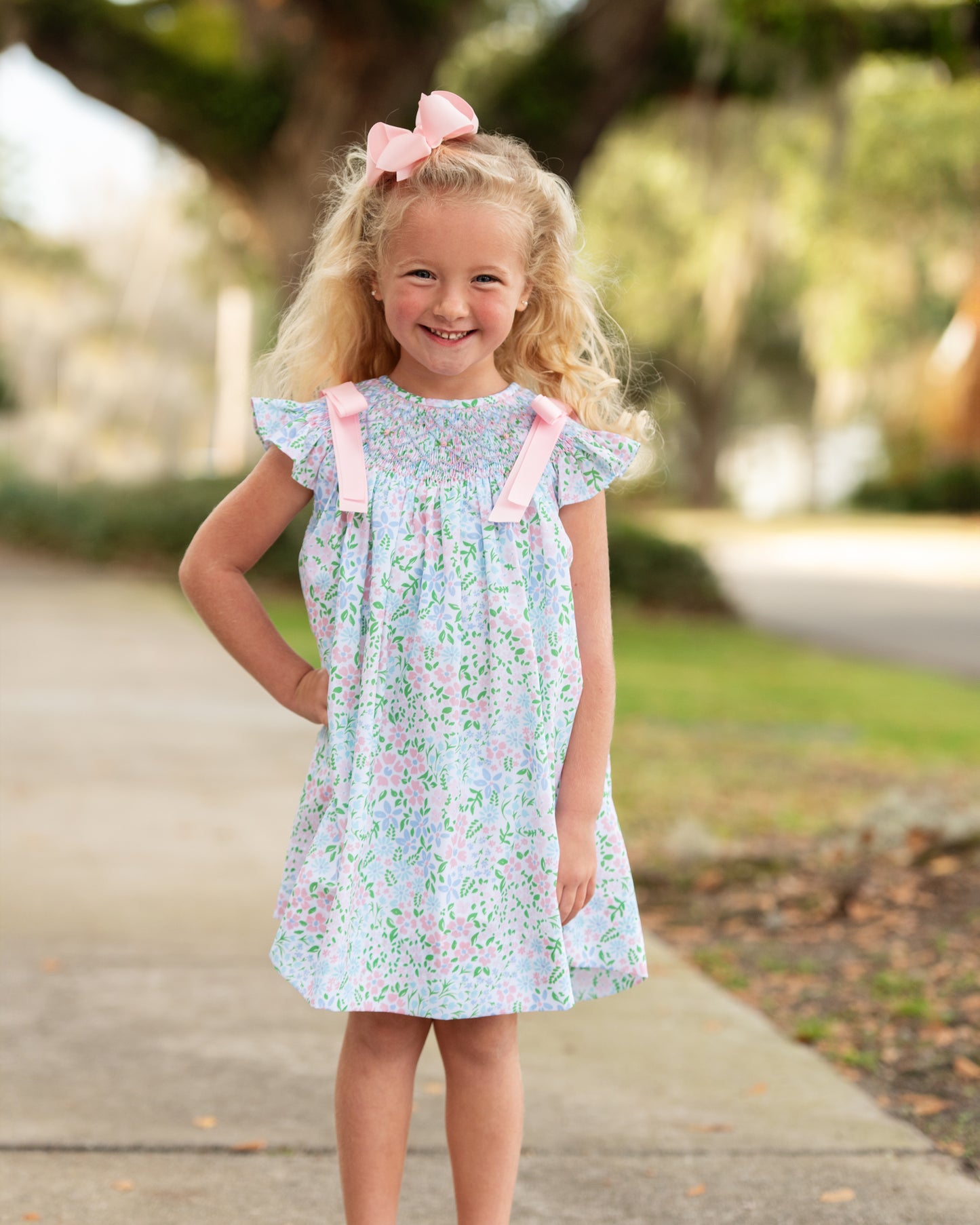 Floral Smocked Bow Dress