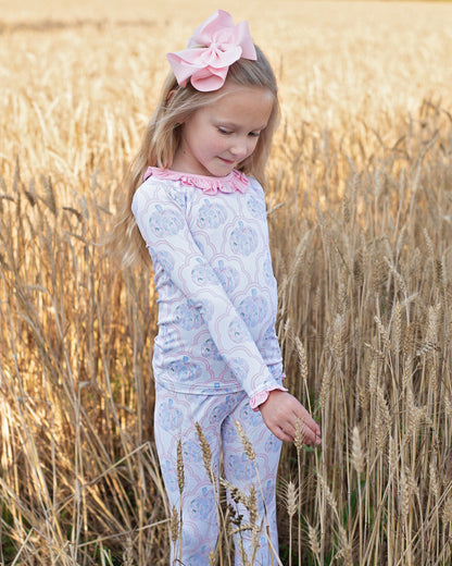 Pink Floral Pumpkin Knit Pajamas