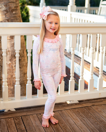 Pink Bunny And Ribbon Knit Pajamas