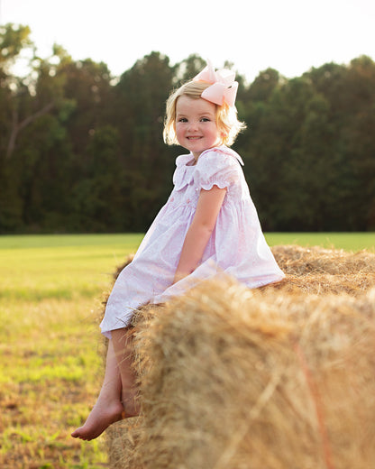 Pink Pumpkin Print Smocked Dress