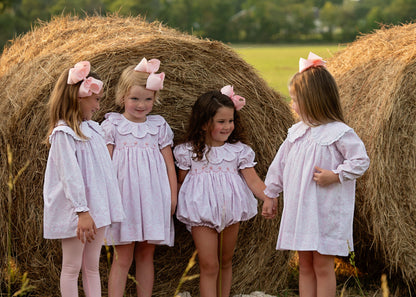 Pink Pumpkin Print Smocked Dress