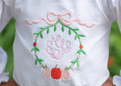 Pink Dot Knit Embroidered Pumpkin Shirt