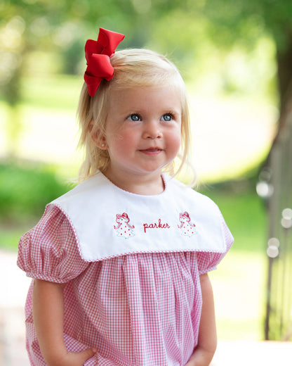 Girls Red Windowpane Bubble