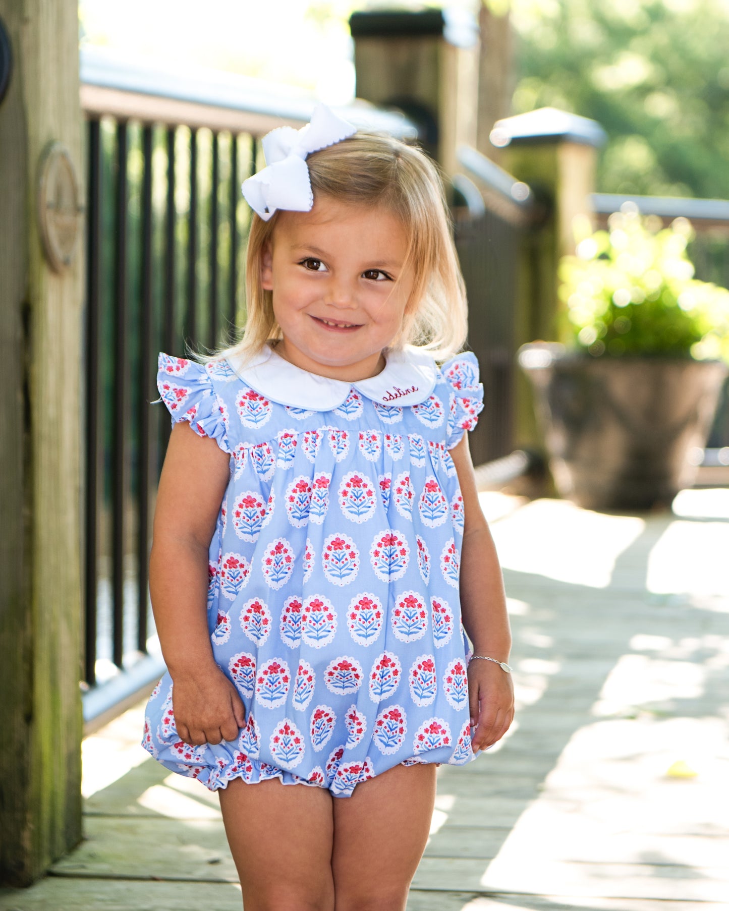 Red And Blue Floral Block Print Bubble