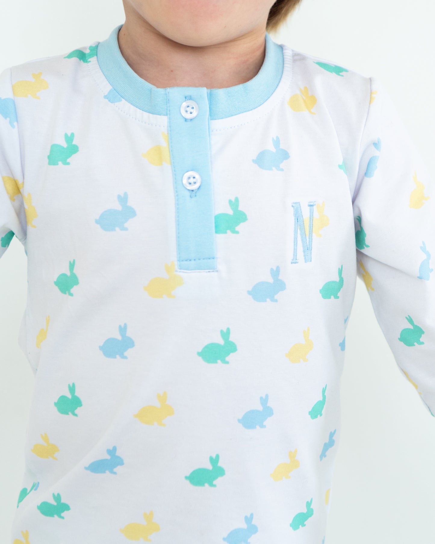 Blue And Yellow Bunny Knit Pajamas