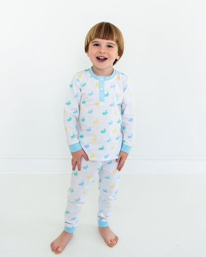 Blue And Yellow Bunny Knit Pajamas