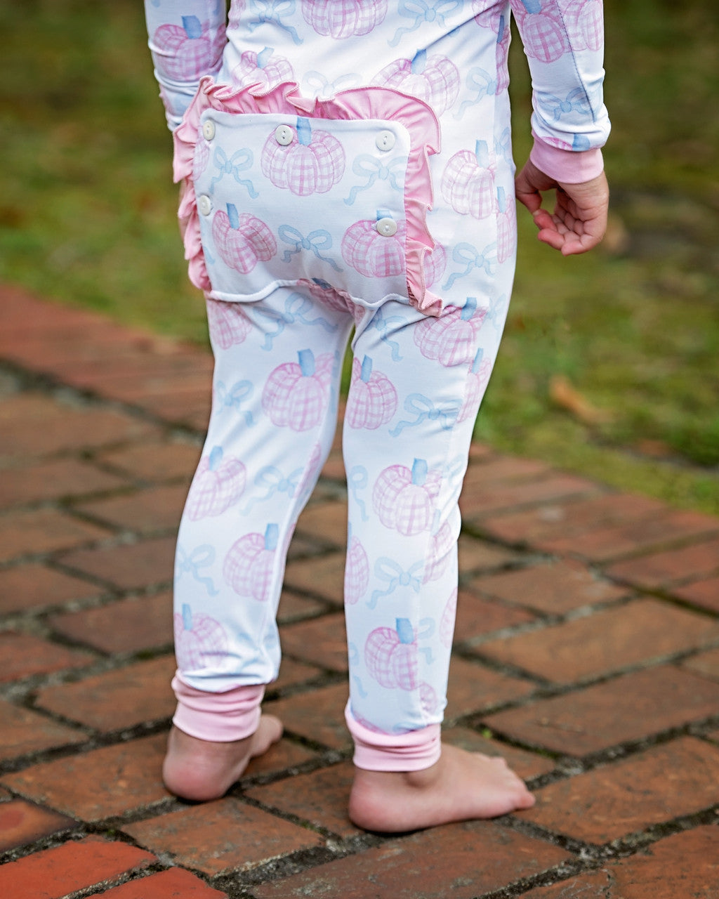 Pink Pumpkin And Bow Knit Zipper Pajamas