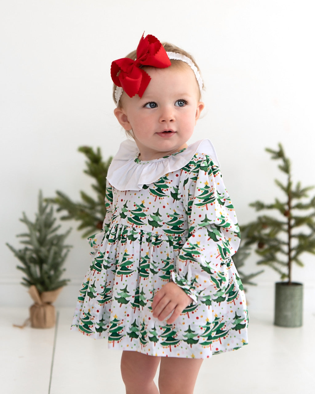 Green And Pink Christmas Tree Print Diaper Set