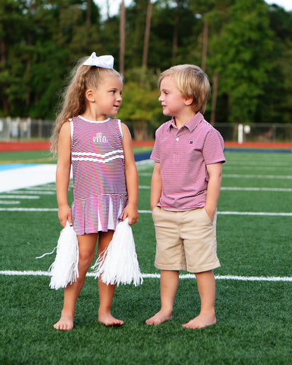 Maroon Sriped Lycra Tennis/Cheer Dress