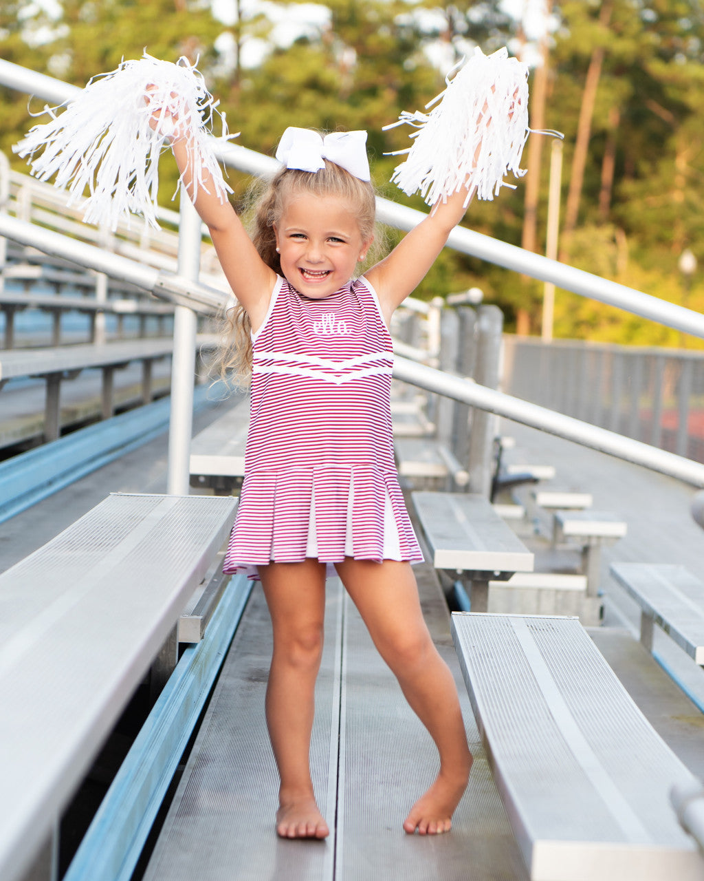 Maroon Sriped Lycra Tennis/Cheer Dress