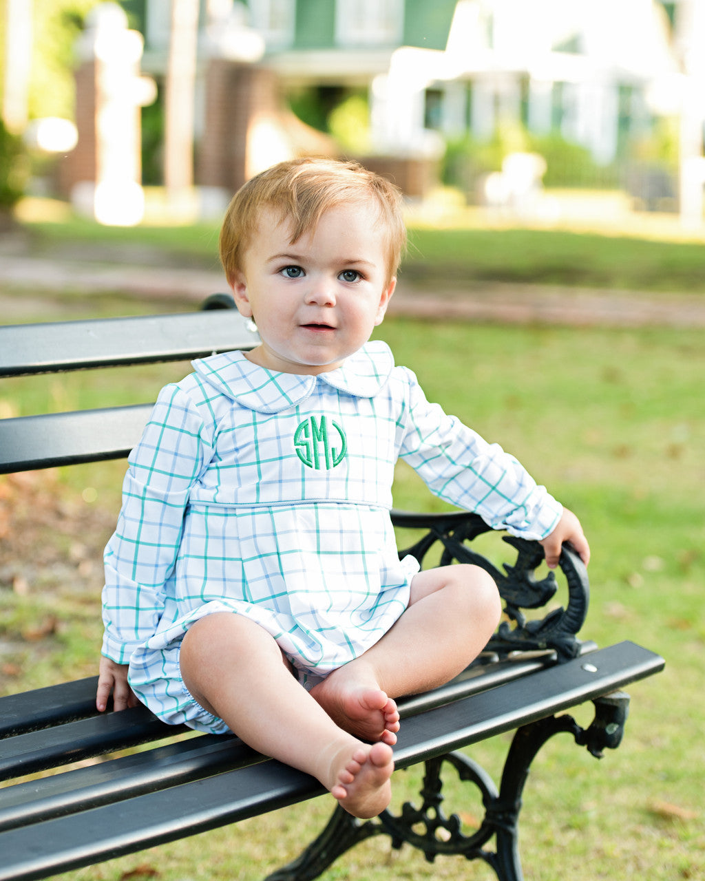 Green And Blue Windowpane Knit Bubble