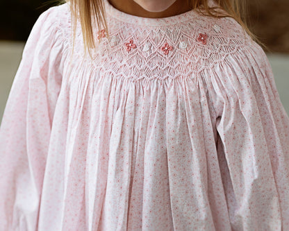 Pink Petite Floral Smocked Dress