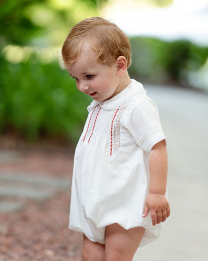 Red Embroidered Heirloom Bubble