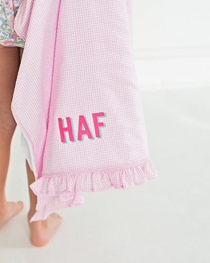 Pink Gingham Terry Towel