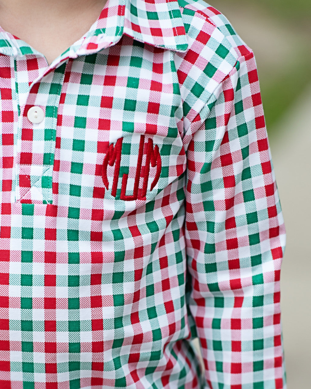 Red And Green Check Knit Polo