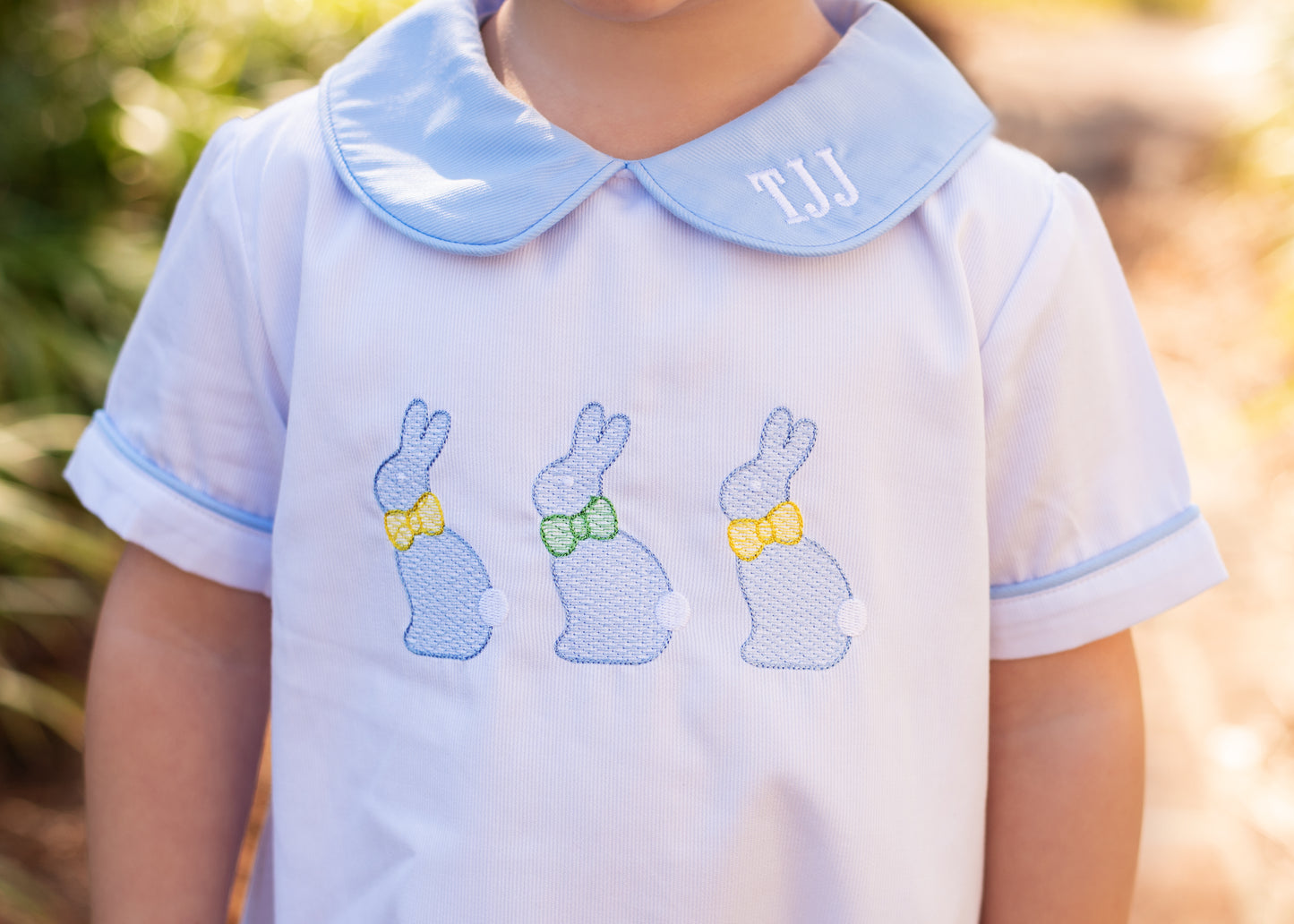 Blue And White Shadow Embroidered Bunny Bubble