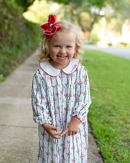 Red And Green Ribbon And Bow Knit Long Bubble